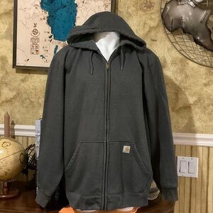 Carhartt Charcoal Full-Zip Hoodie. 2XL Tall